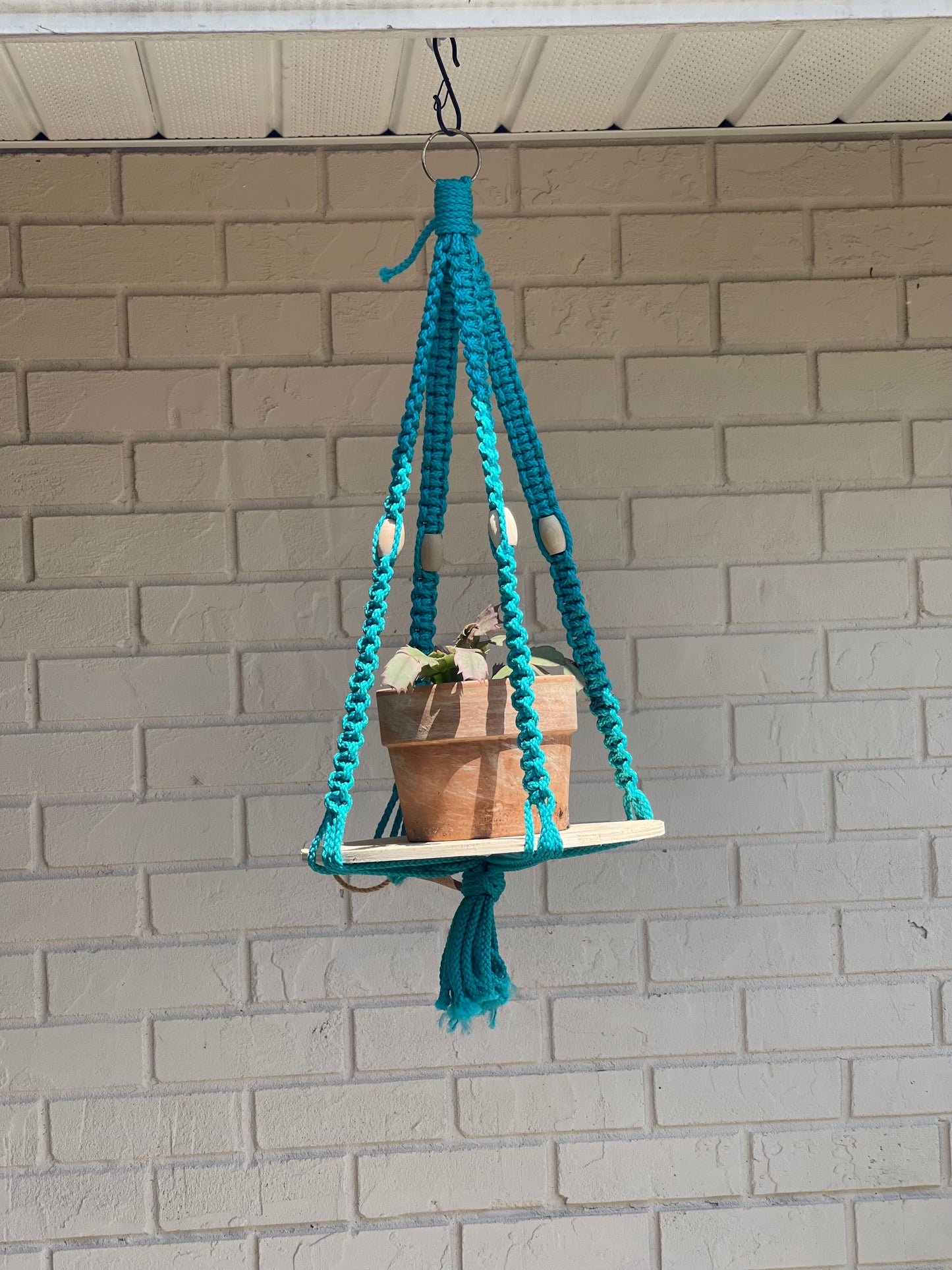 Turquoise Triangle Macrame Plant Hanger